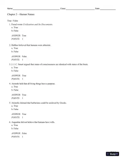 Test Bank For Philosophy: A Text with Readings, 13th Edition - Page 10 preview image