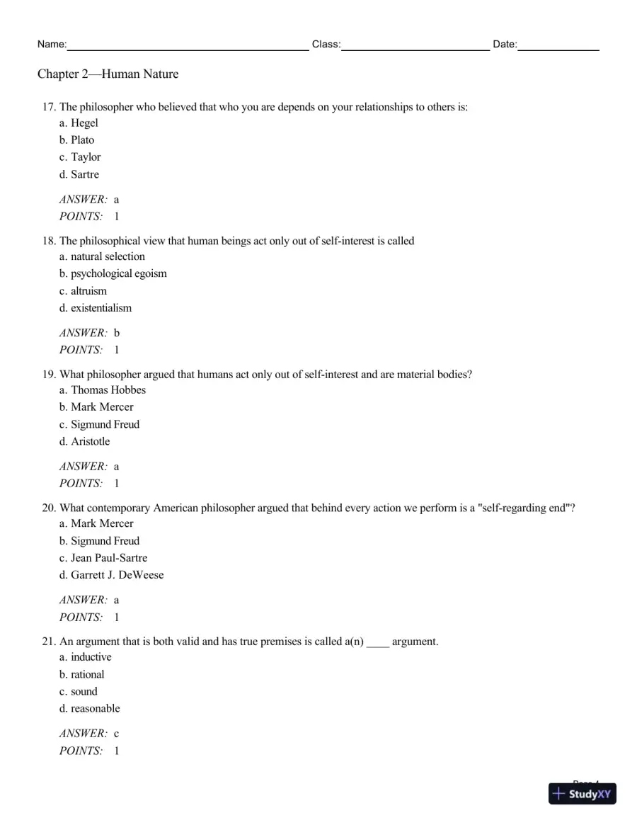 Test Bank For Philosophy: A Text with Readings, 13th Edition, page 13