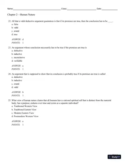 Test Bank For Philosophy: A Text with Readings, 13th Edition - Page 14 preview image