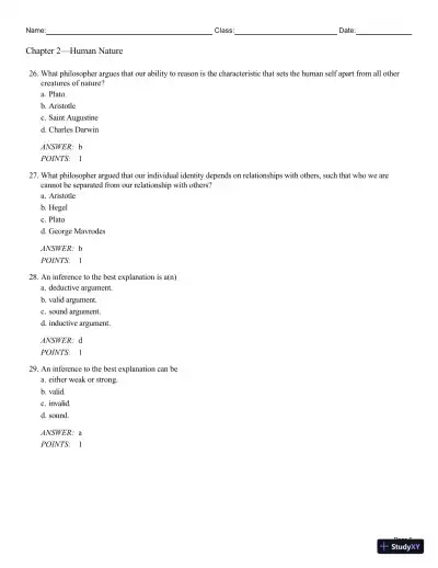 Test Bank For Philosophy: A Text with Readings, 13th Edition - Page 15 preview image