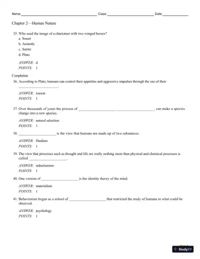 Test Bank For Philosophy: A Text with Readings, 13th Edition - Page 17 preview image