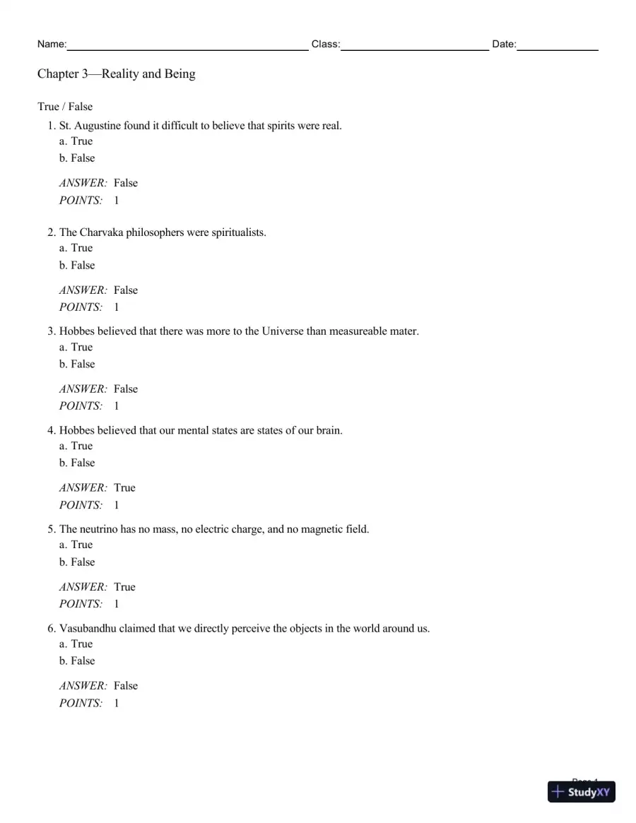 Test Bank For Philosophy: A Text with Readings, 13th Edition, page 20