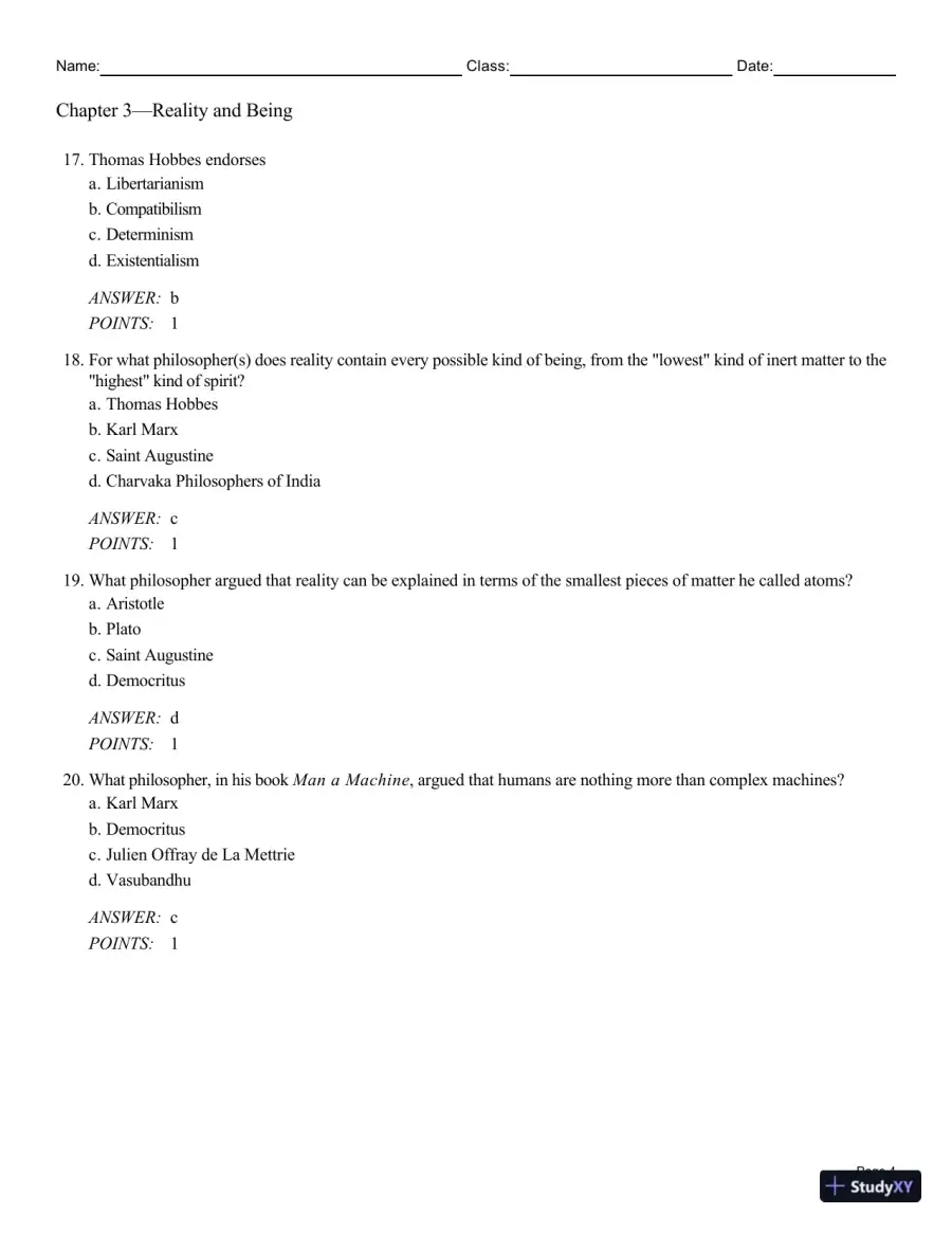 Test Bank For Philosophy: A Text with Readings, 13th Edition, page 23