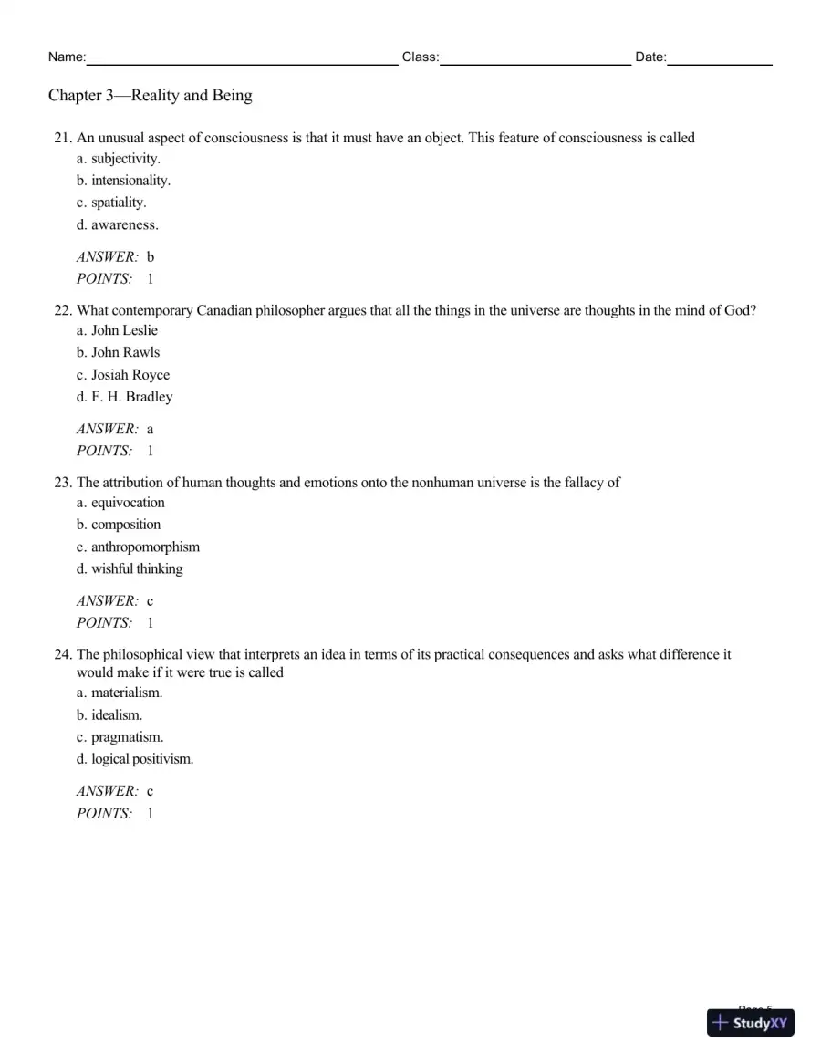 Test Bank For Philosophy: A Text with Readings, 13th Edition, page 24