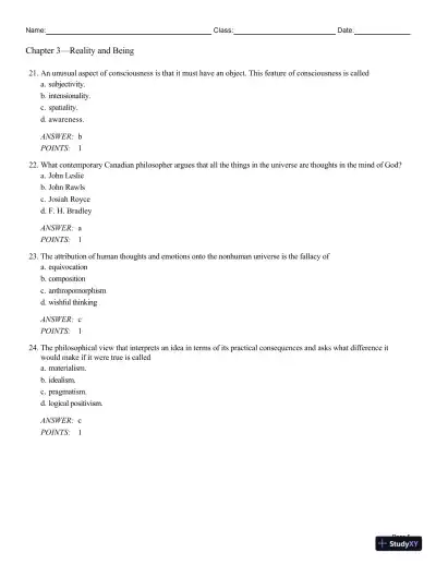 Test Bank For Philosophy: A Text with Readings, 13th Edition - Page 24 preview image