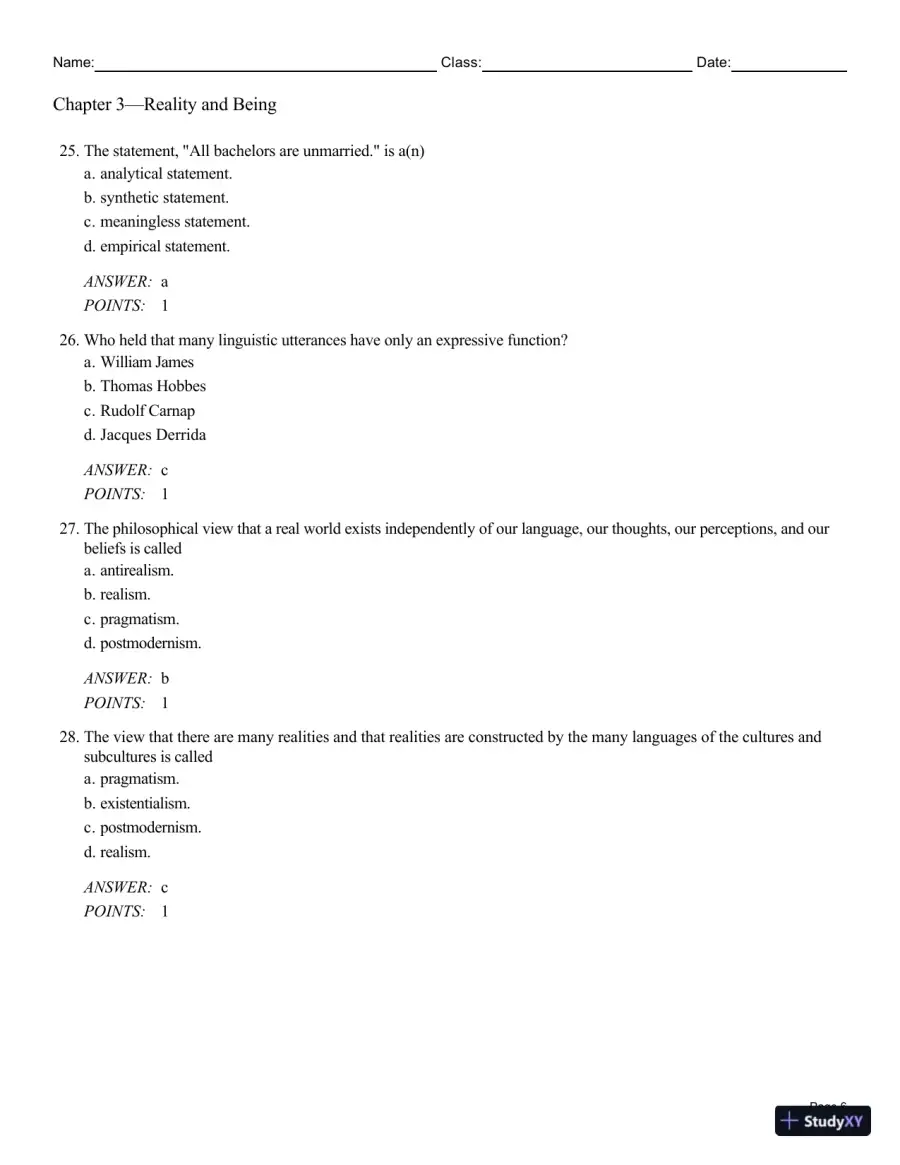 Test Bank For Philosophy: A Text with Readings, 13th Edition, page 25