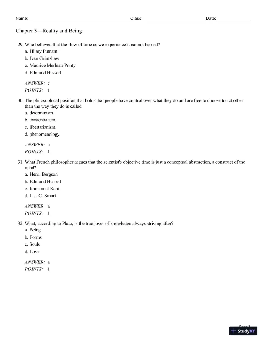 Test Bank For Philosophy: A Text with Readings, 13th Edition, page 26