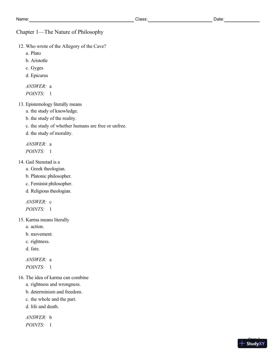 Test Bank For Philosophy: A Text with Readings, 13th Edition, page 4