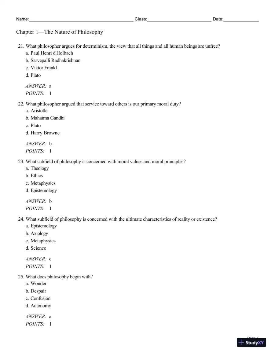 Test Bank For Philosophy: A Text with Readings, 13th Edition, page 6
