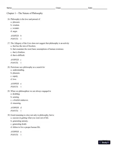 Test Bank For Philosophy: A Text with Readings, 13th Edition - Page 7 preview image