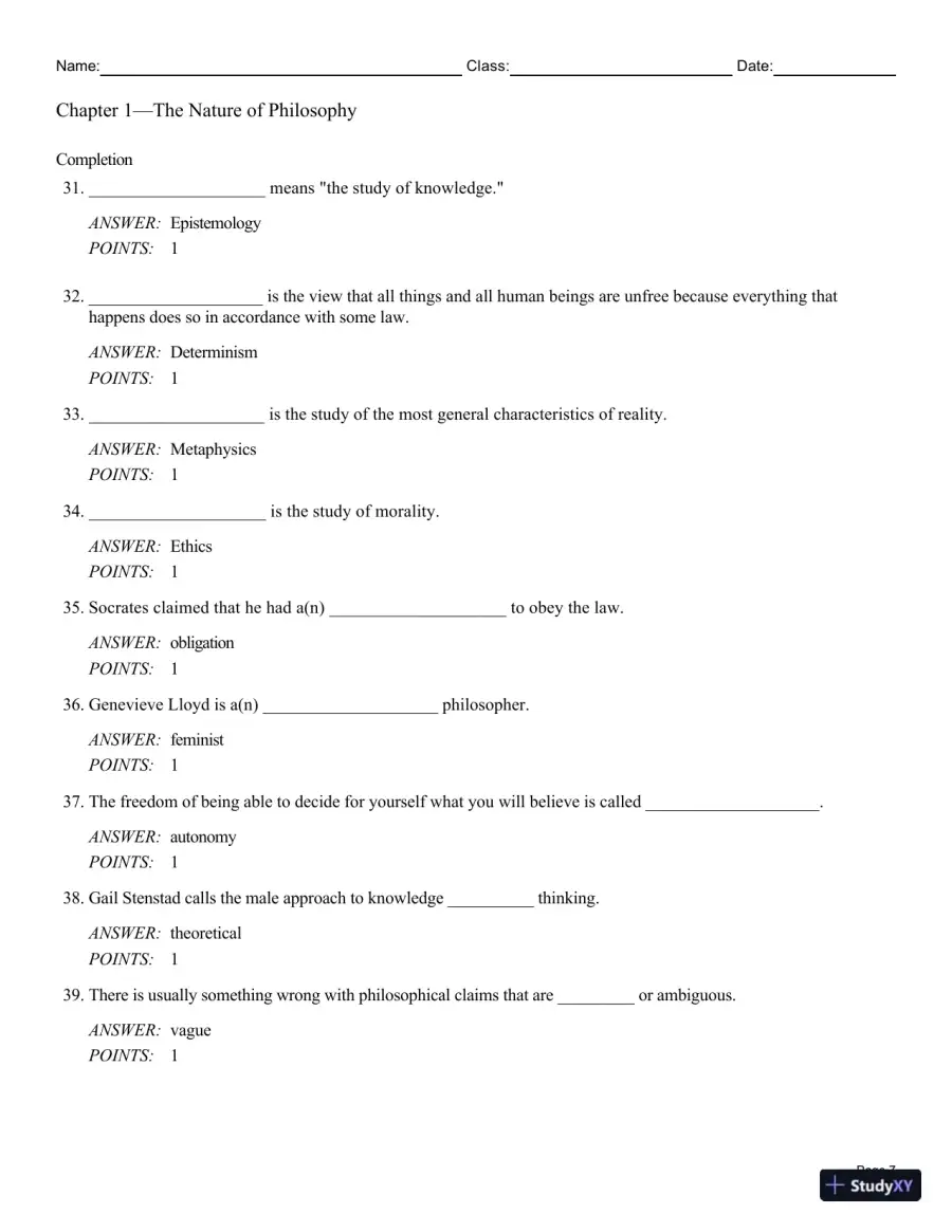 Test Bank For Philosophy: A Text with Readings, 13th Edition, page 8