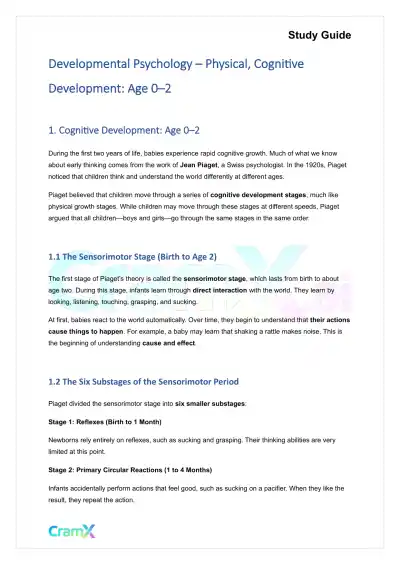 Developmental Psychology - Physical, Cognitive Development Age 0–2 - Page 1 preview image