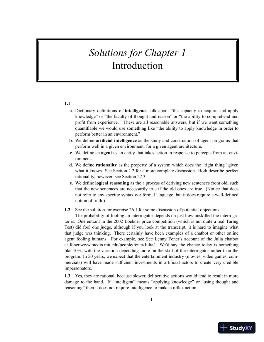 Solution Manual For Artificial Intelligence: A Modern Approach, 3rd Edition, page 3