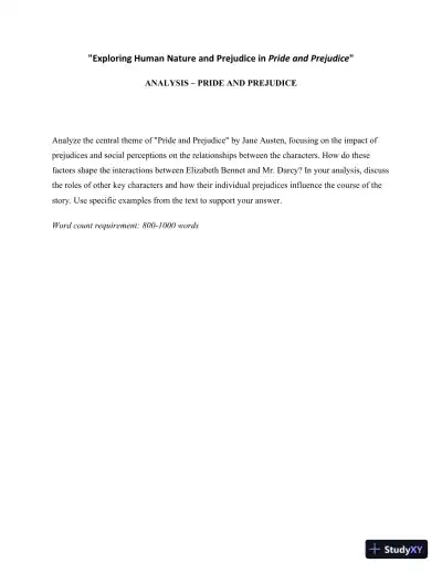 Exploring Human Nature And Prejudice In Pride And Prejudice - Page 1 preview image
