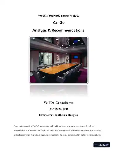 Week 8 BUSN460 Senior Project CanGo Analysis & Recommendations - Page 1 preview image
