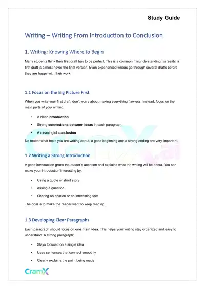 Writing - Writing From Introduction to Conclusion - Page 1 preview image