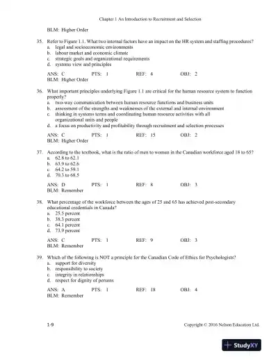Recruitment and Selection in Canada 6th Edition Test Bank - Page 10 preview image