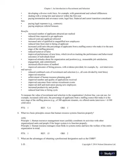 Recruitment and Selection in Canada 6th Edition Test Bank - Page 16 preview image