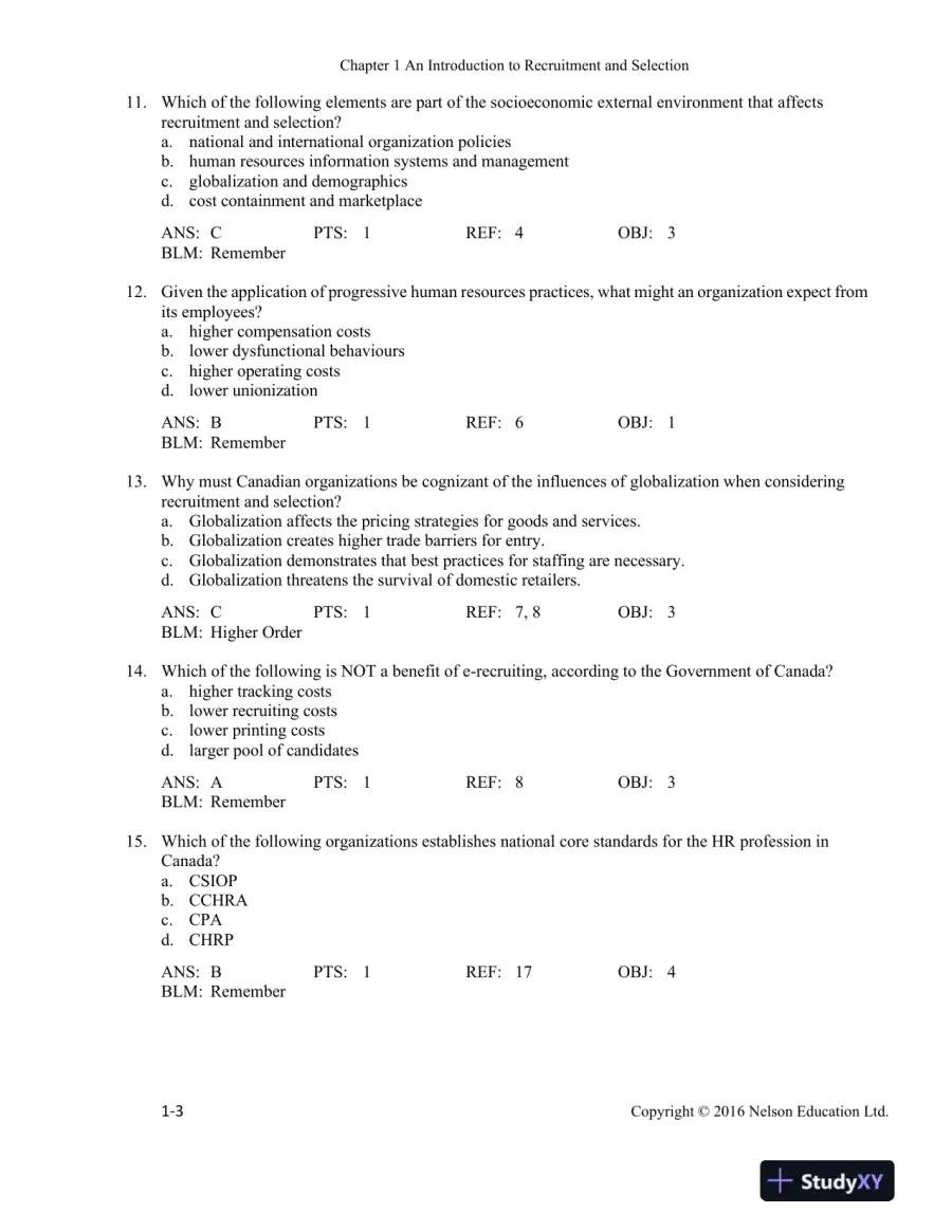 Recruitment and Selection in Canada 6th Edition Test Bank, page 4