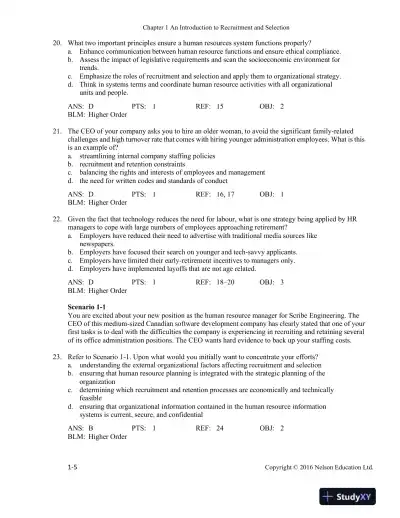 Recruitment and Selection in Canada 6th Edition Test Bank - Page 6 preview image