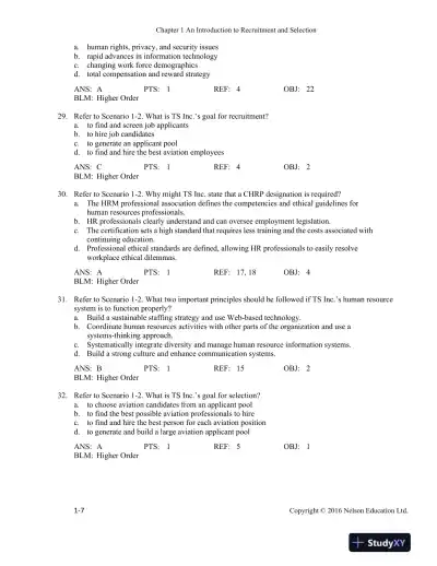 Recruitment and Selection in Canada 6th Edition Test Bank - Page 8 preview image