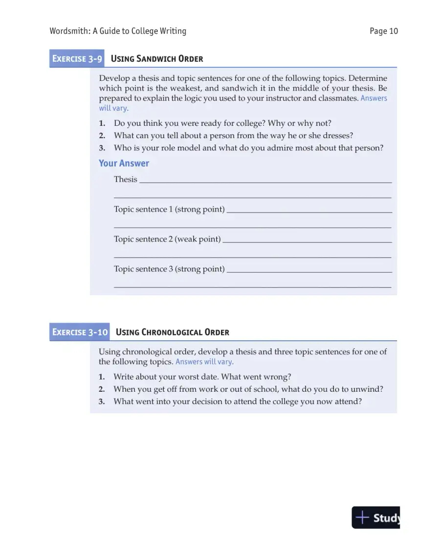 Wordsmith: A Guide to College Writing, 7th Edition Solution Manual, page 12