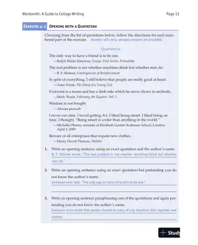 Wordsmith: A Guide to College Writing, 7th Edition Solution Manual - Page 15 preview image