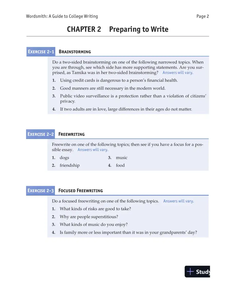 Wordsmith: A Guide to College Writing, 7th Edition Solution Manual, page 4