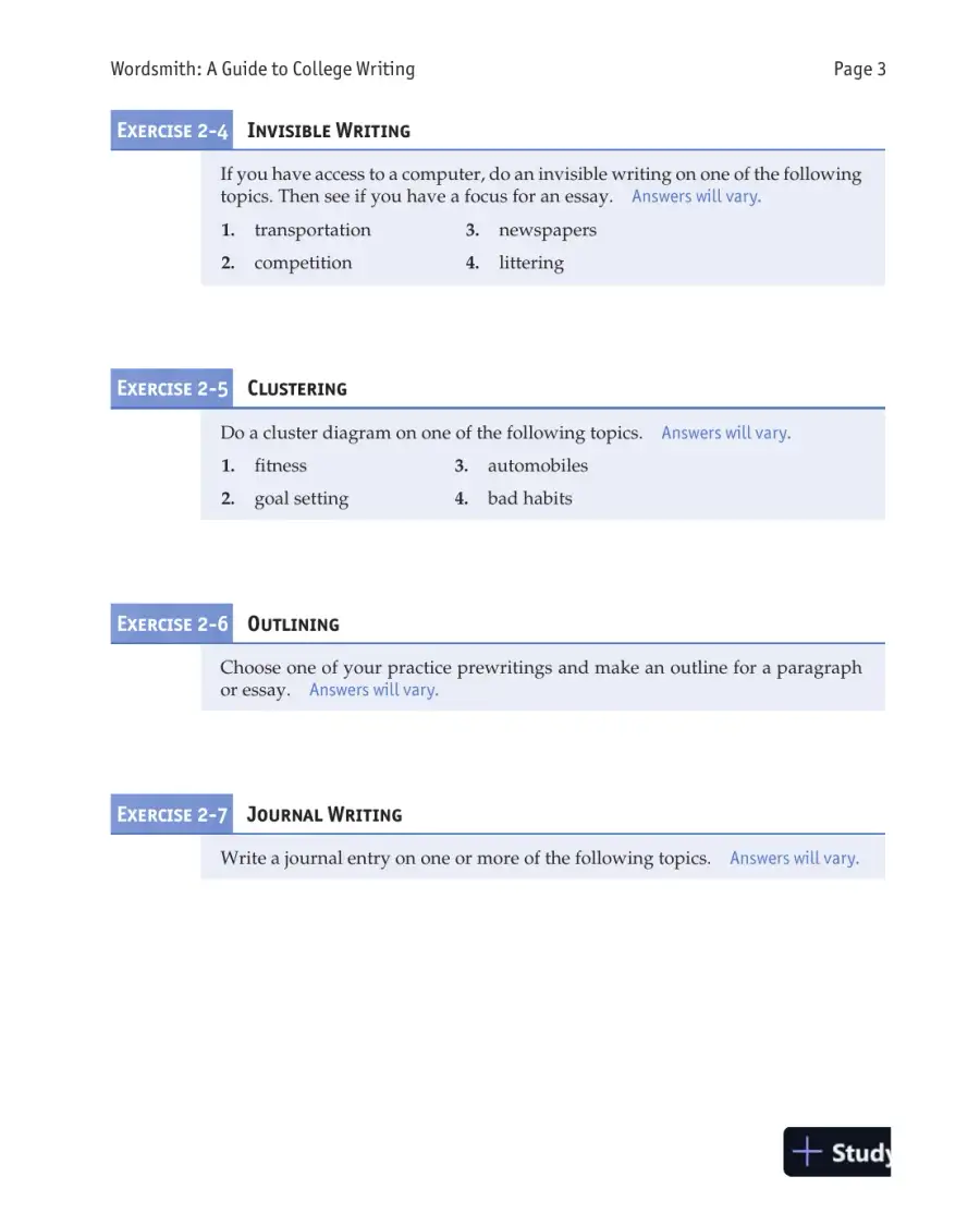 Wordsmith: A Guide to College Writing, 7th Edition Solution Manual, page 5