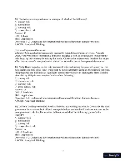 Test Bank for International Business: The New Realities, 5th Edition - Page 13 preview image