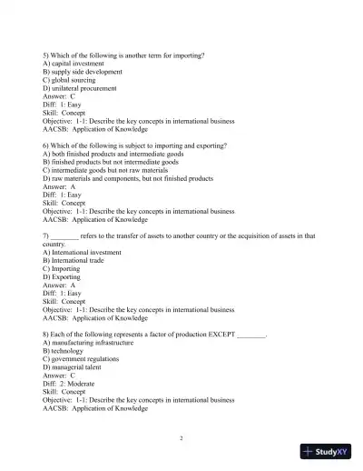 Test Bank for International Business: The New Realities, 5th Edition - Page 3 preview image