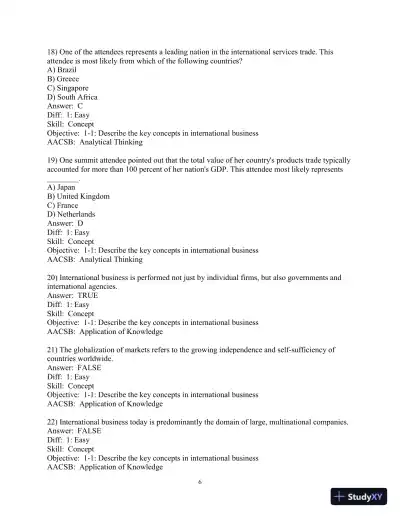 Test Bank for International Business: The New Realities, 5th Edition - Page 7 preview image