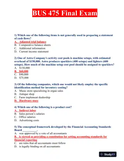 BUS 475 Final Exam - Page 1 preview image