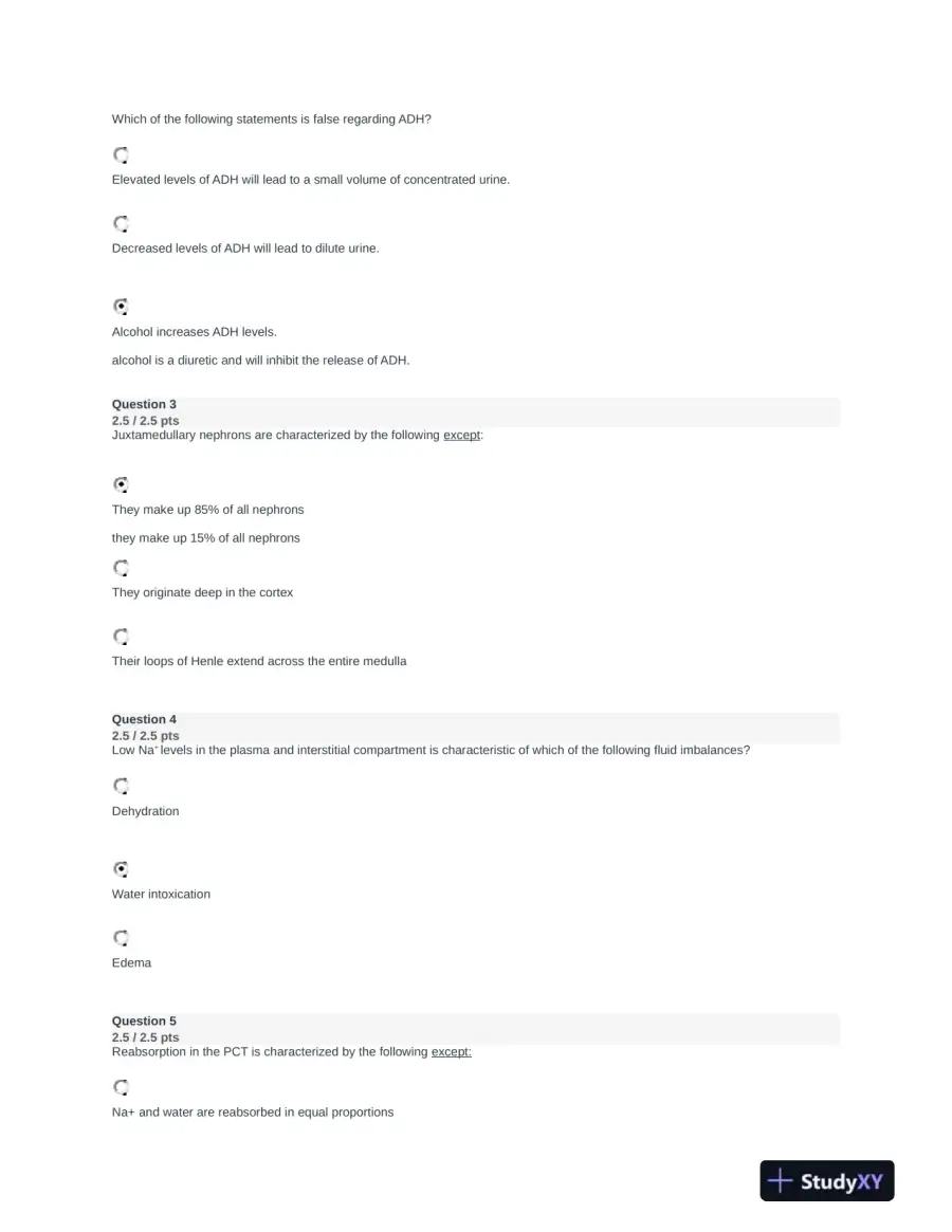 NURS231 Pathophysiology Module 8 Exam With Answers (26 Solved Questions), page 3