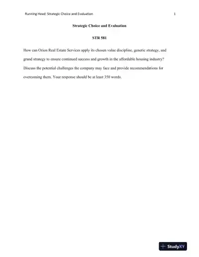 STR 581 Strategic Choice and Evaluation - Page 1 preview image