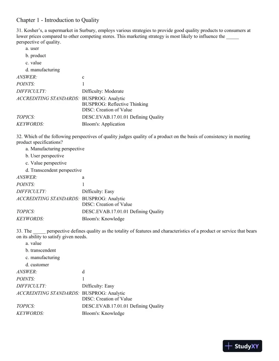Managing for Quality and Performance Excellence 10th Edition Test Bank, page 10