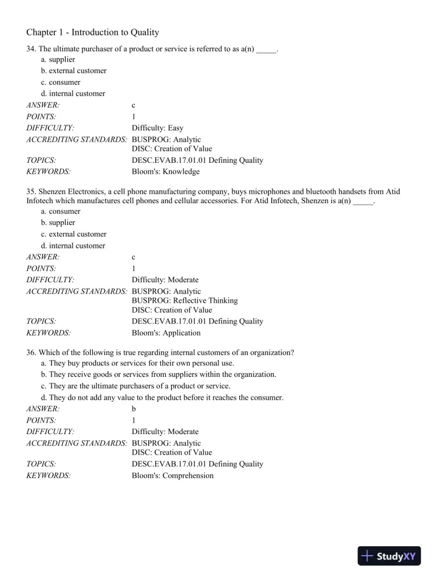 Managing for Quality and Performance Excellence 10th Edition Test Bank, page 11