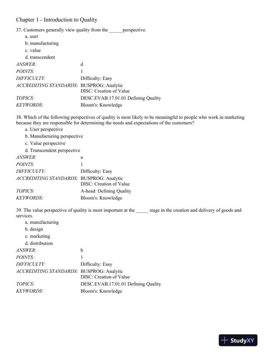 Managing for Quality and Performance Excellence 10th Edition Test Bank, page 12