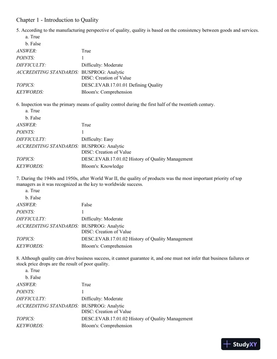 Managing for Quality and Performance Excellence 10th Edition Test Bank, page 3