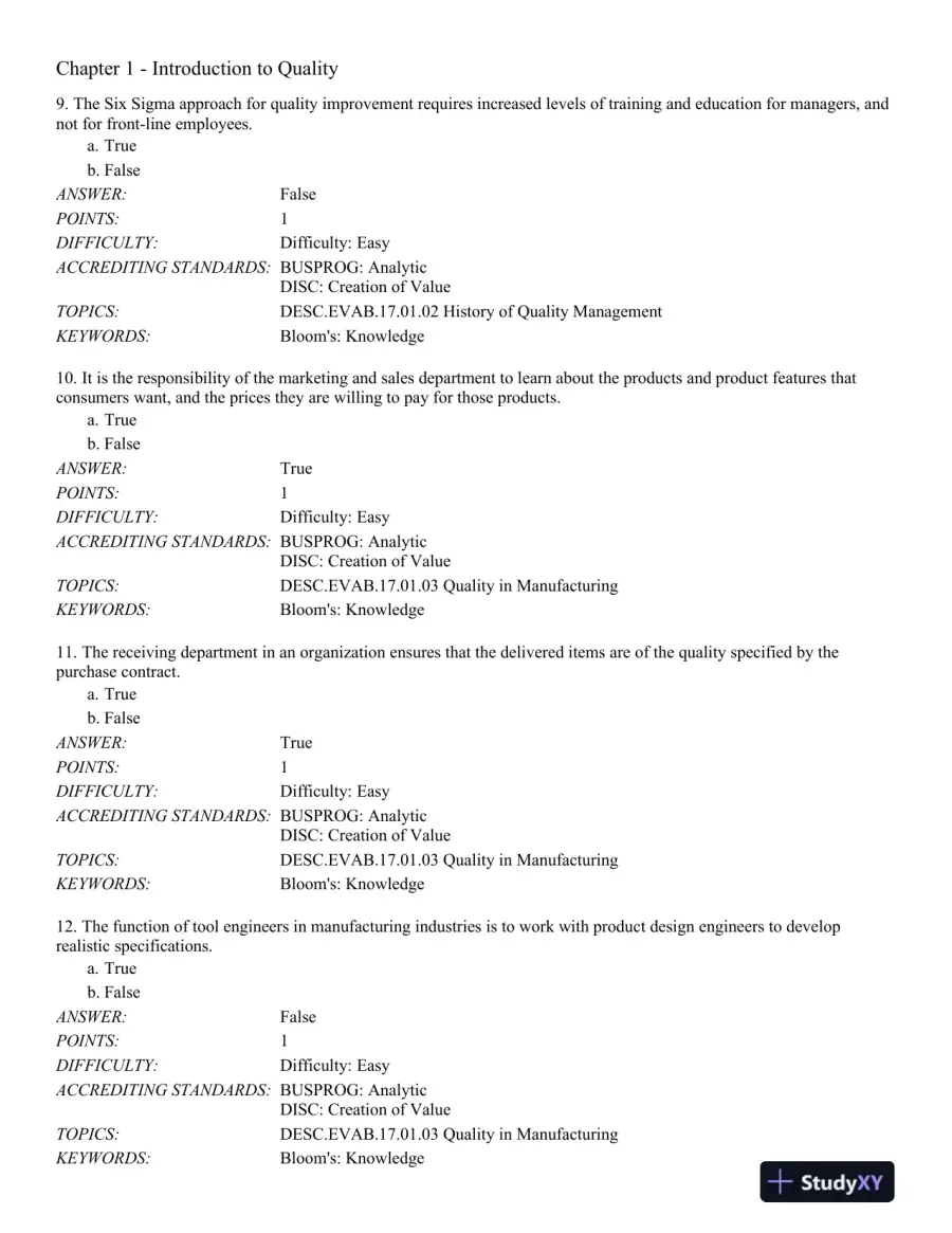 Managing for Quality and Performance Excellence 10th Edition Test Bank, page 4