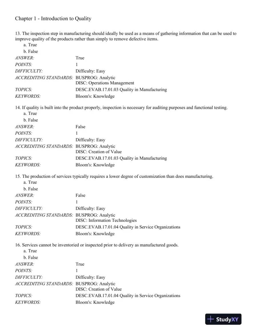 Managing for Quality and Performance Excellence 10th Edition Test Bank, page 5