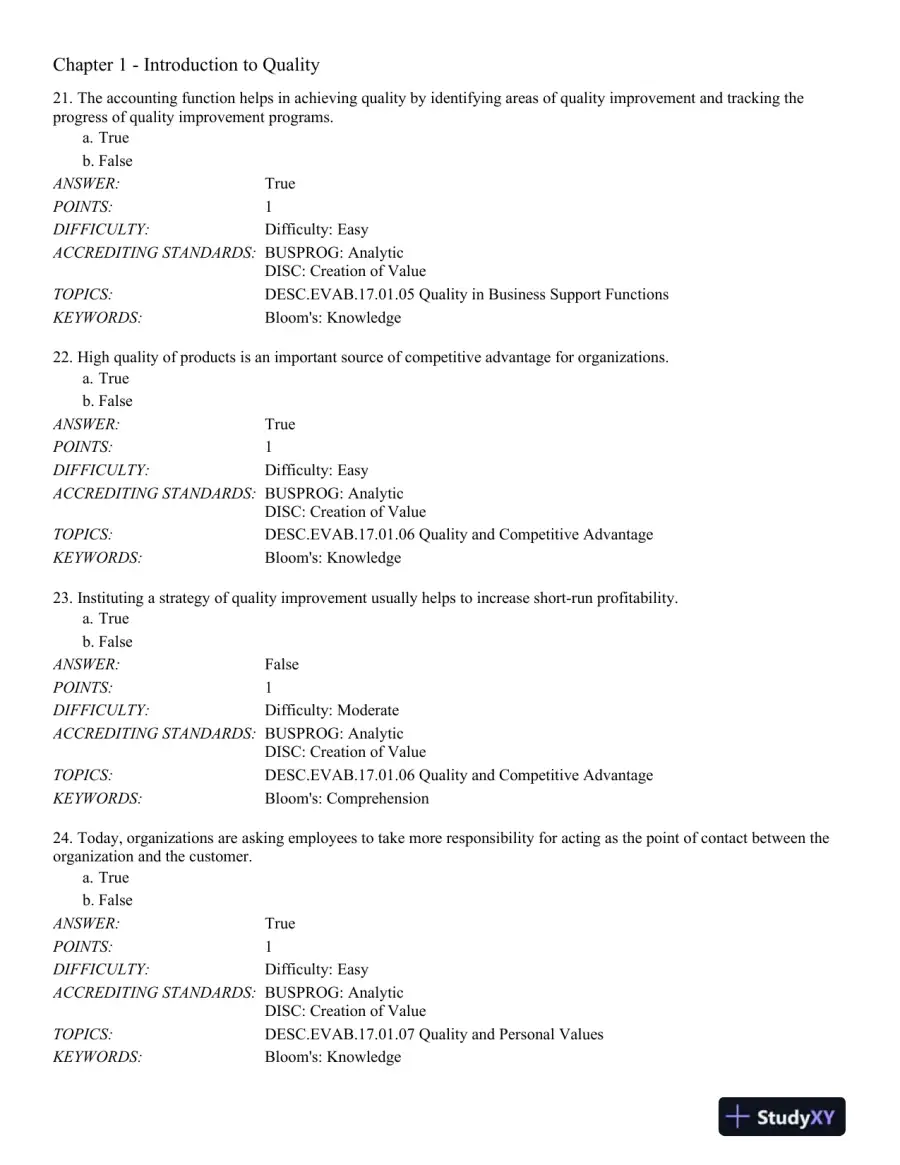 Managing for Quality and Performance Excellence 10th Edition Test Bank, page 7