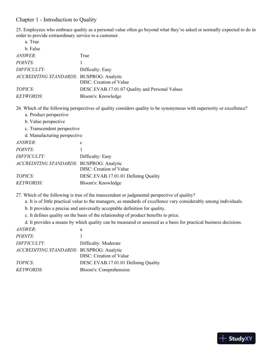 Managing for Quality and Performance Excellence 10th Edition Test Bank, page 8