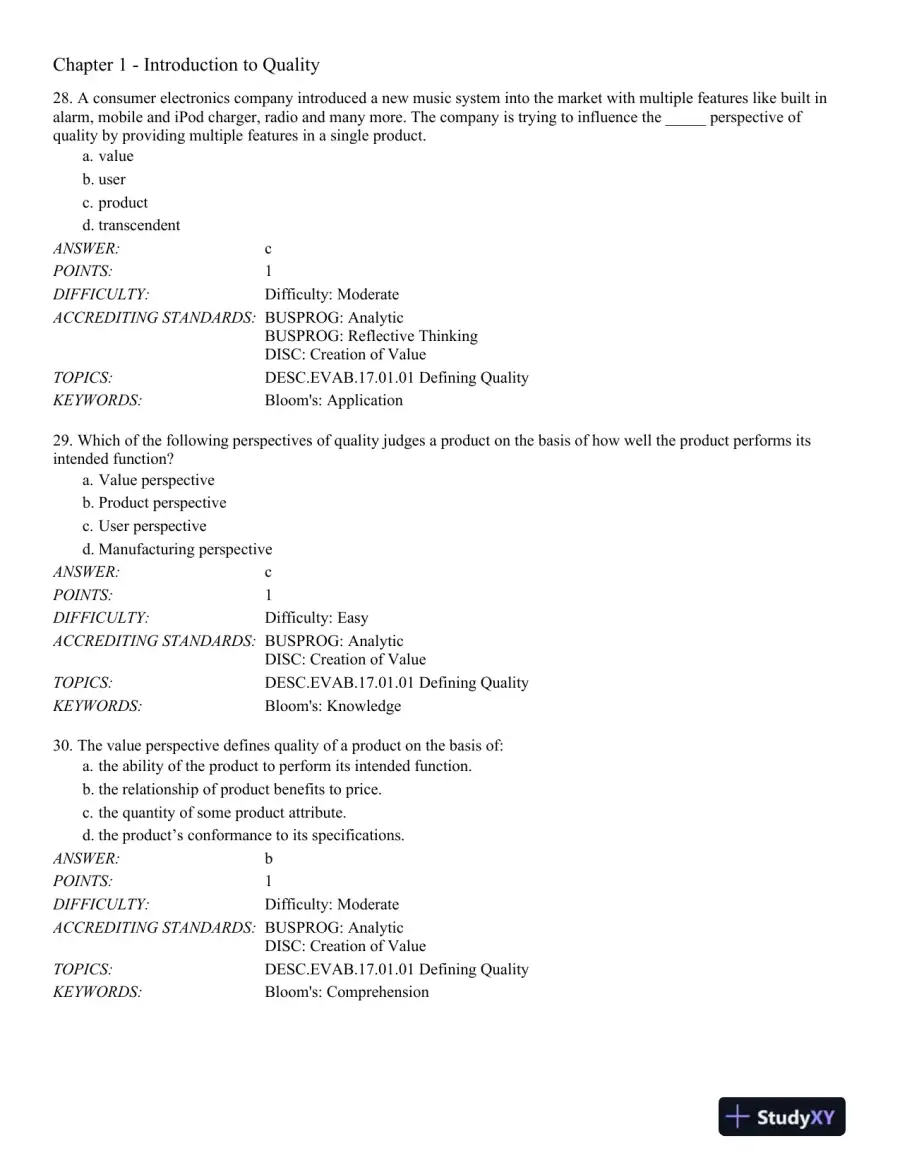 Managing for Quality and Performance Excellence 10th Edition Test Bank, page 9