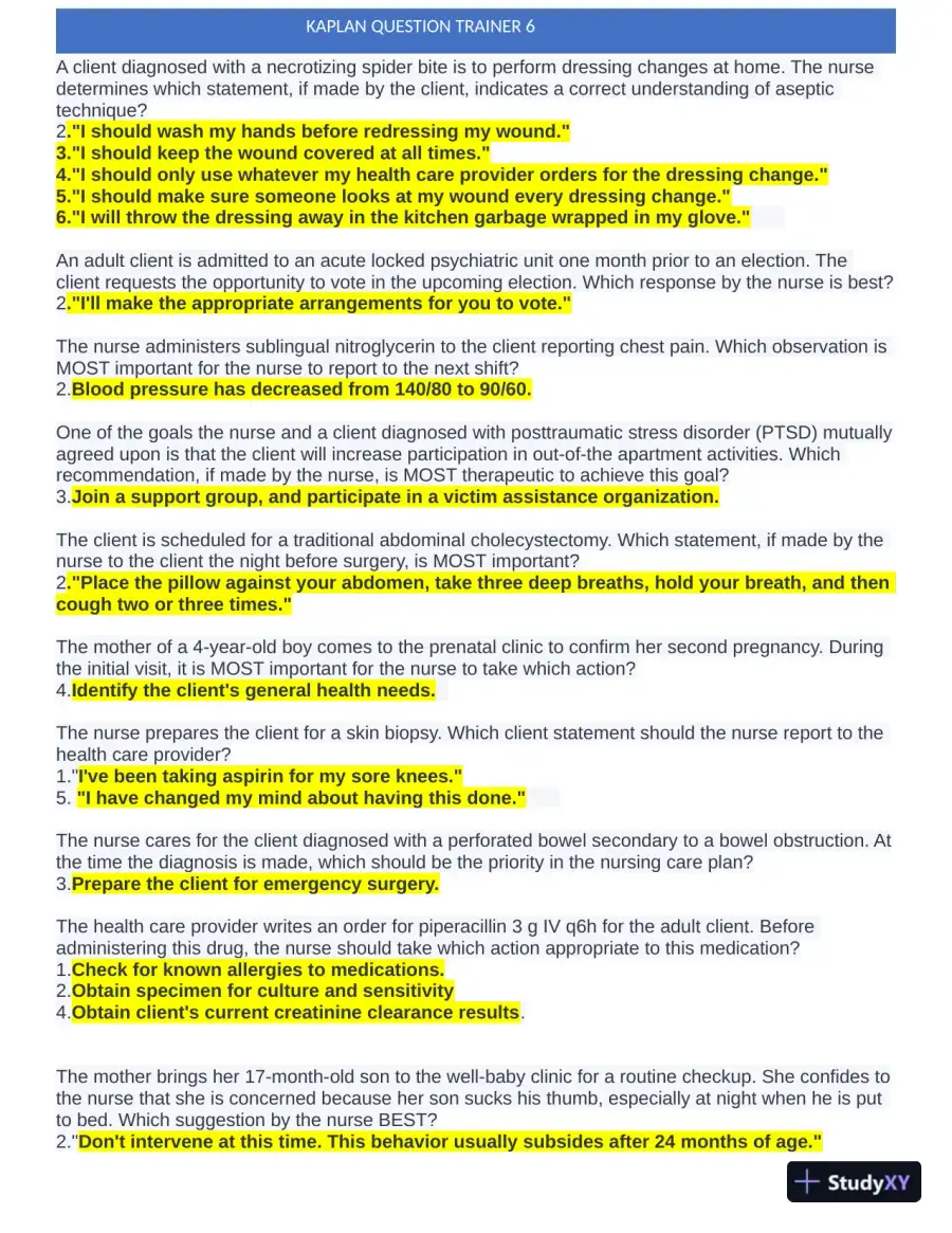 KAPLAN Maternity New Born Pracitce Exam with Answers (201 Solved Questions), page 3