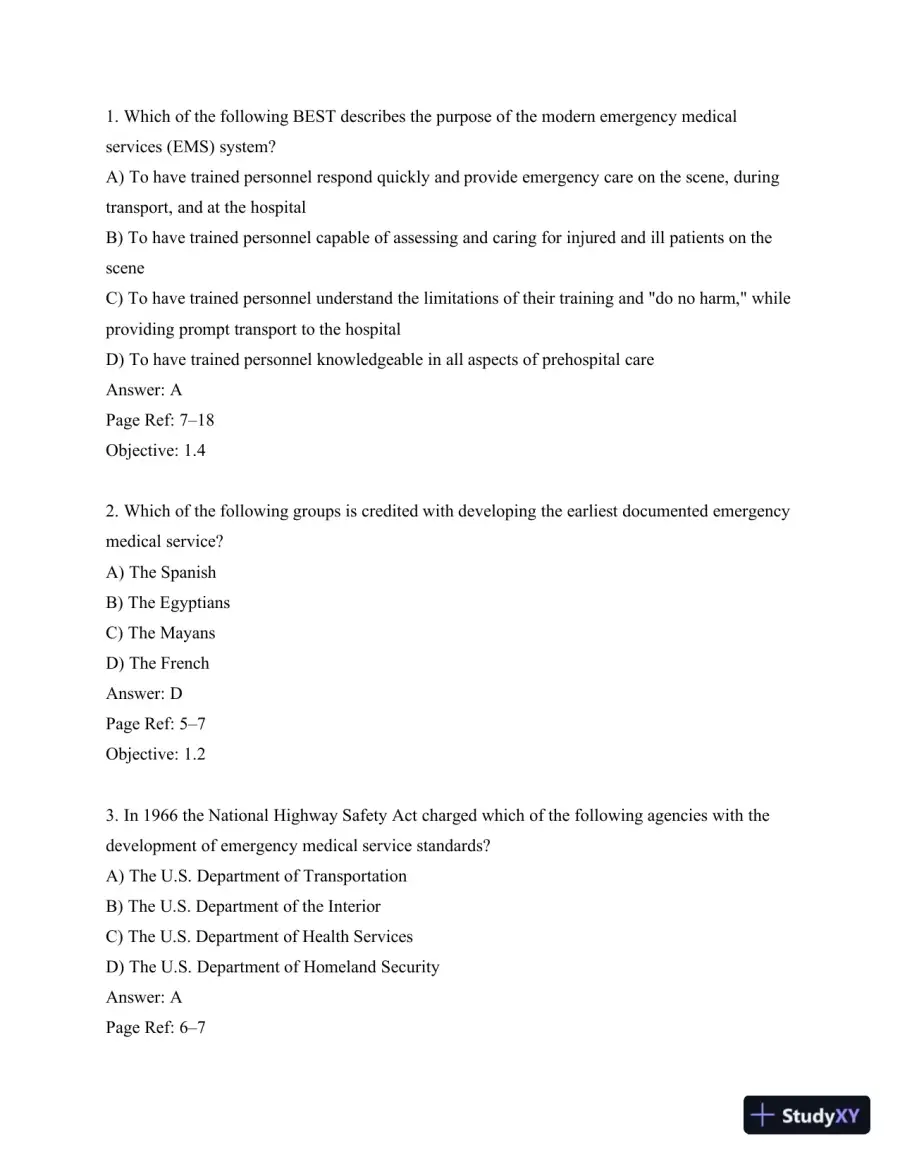 Test Bank For Emergency Care, 12th Edition, page 10