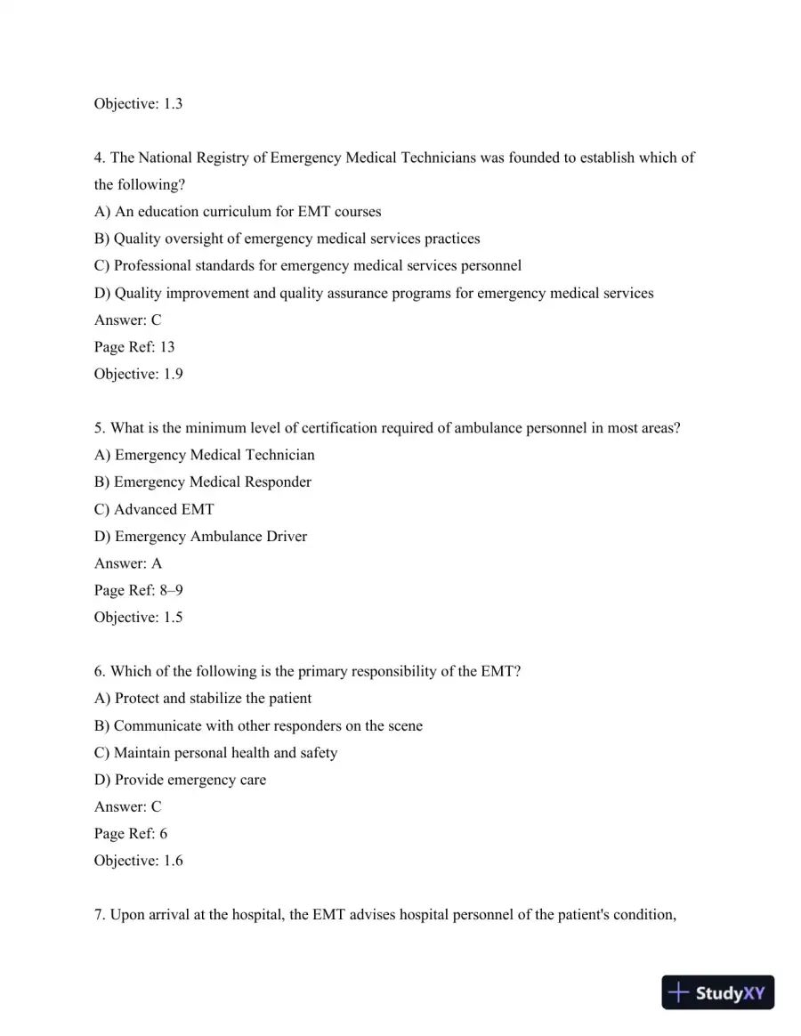 Test Bank For Emergency Care, 12th Edition, page 11