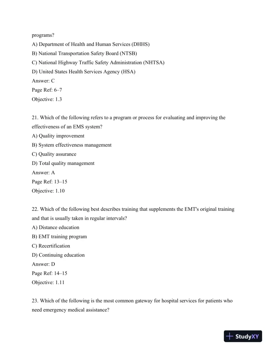 Test Bank For Emergency Care, 12th Edition, page 16