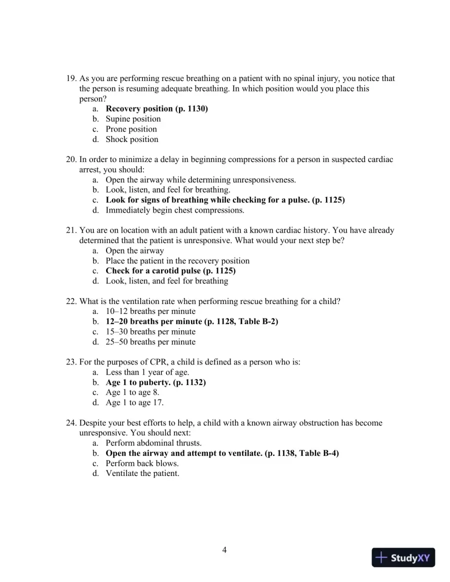 Test Bank For Emergency Care, 12th Edition, page 5