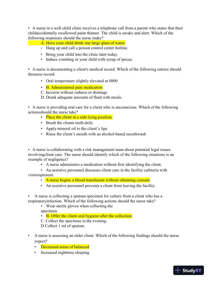 2019 ATI Mental Health Proctored Exam with Answers (110 Solved Questions), page 3